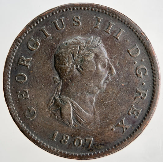 1807 George III Half-Penny | British Coin | Fine Collectable Grade | a1807