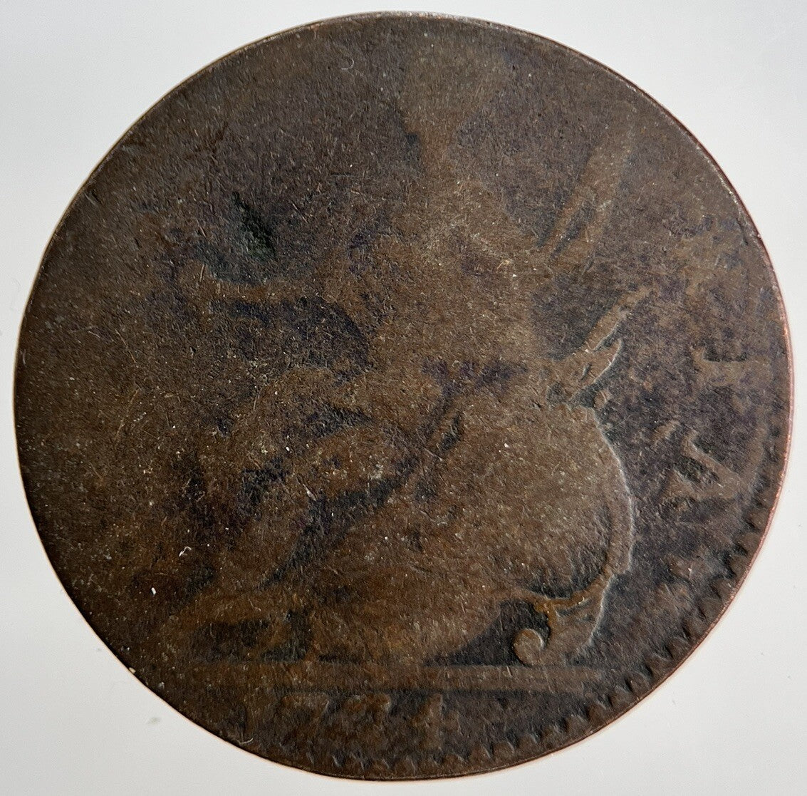 1774 George III Half-Penny | British Coin | Worn Grade | a1812