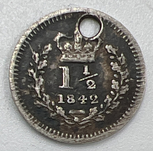 1842 Victoria 1 1/2 pence | British Silver Coin | Collectable Grade | a1029
