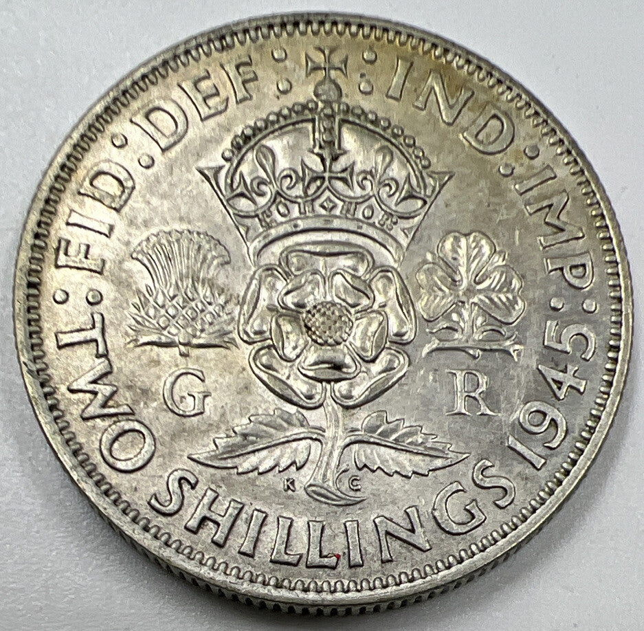 1945 George VI Florin | British Silver Coin | Very Fine Grade | a1064