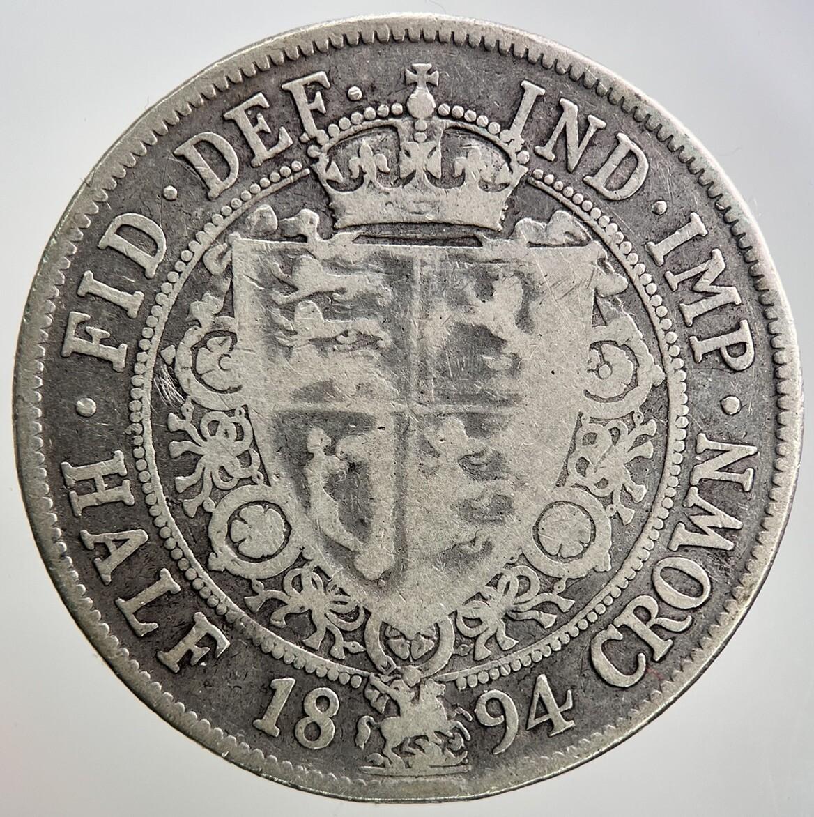 1894 Victoria Half-Crown Silver Coin | Fair Grade | a1154