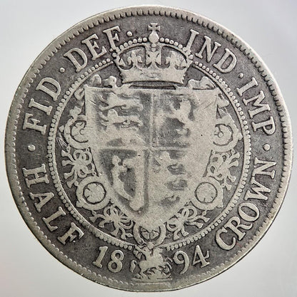 1894 Victoria Half-Crown Silver Coin | Fair Grade | a1154