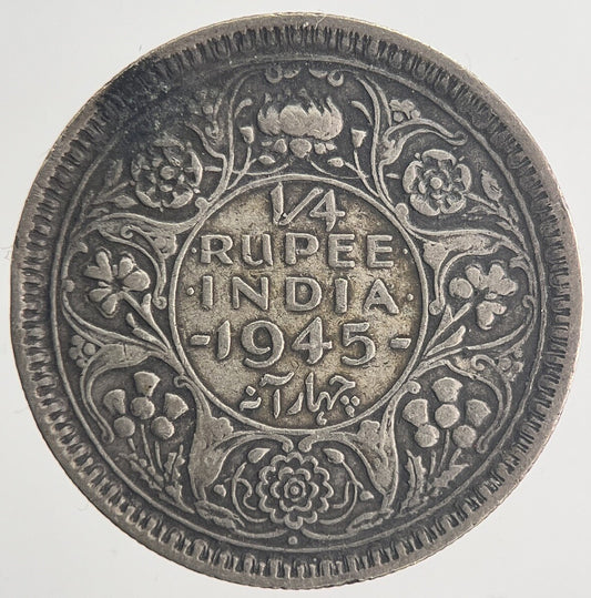 1945 India Quarter Rupee Silver Coin | Fine Collectable Grade | a6353