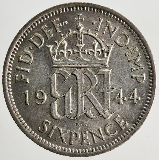 1944 George VI British Sixpence Silver Coin | Very High Grade | a9765