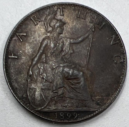 1899 Victoria Farthing | British Copper Coin | Fine Collectable Grade | a1032