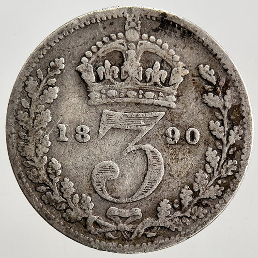1890 Victoria Jubilee Head Threepence Silver Coin | Fair Grade | a2554