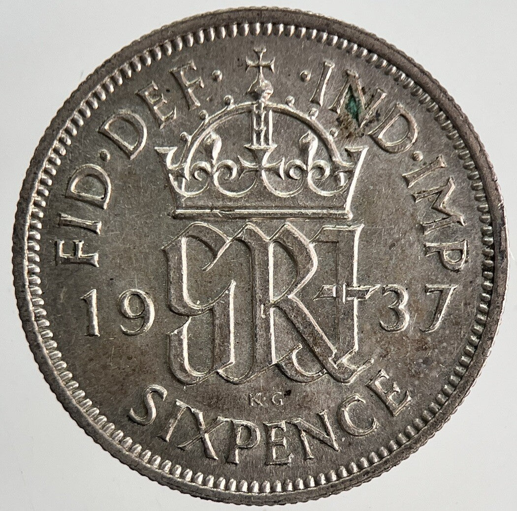1937 George VI British Sixpence Silver Coin | Very High Grade | a9768