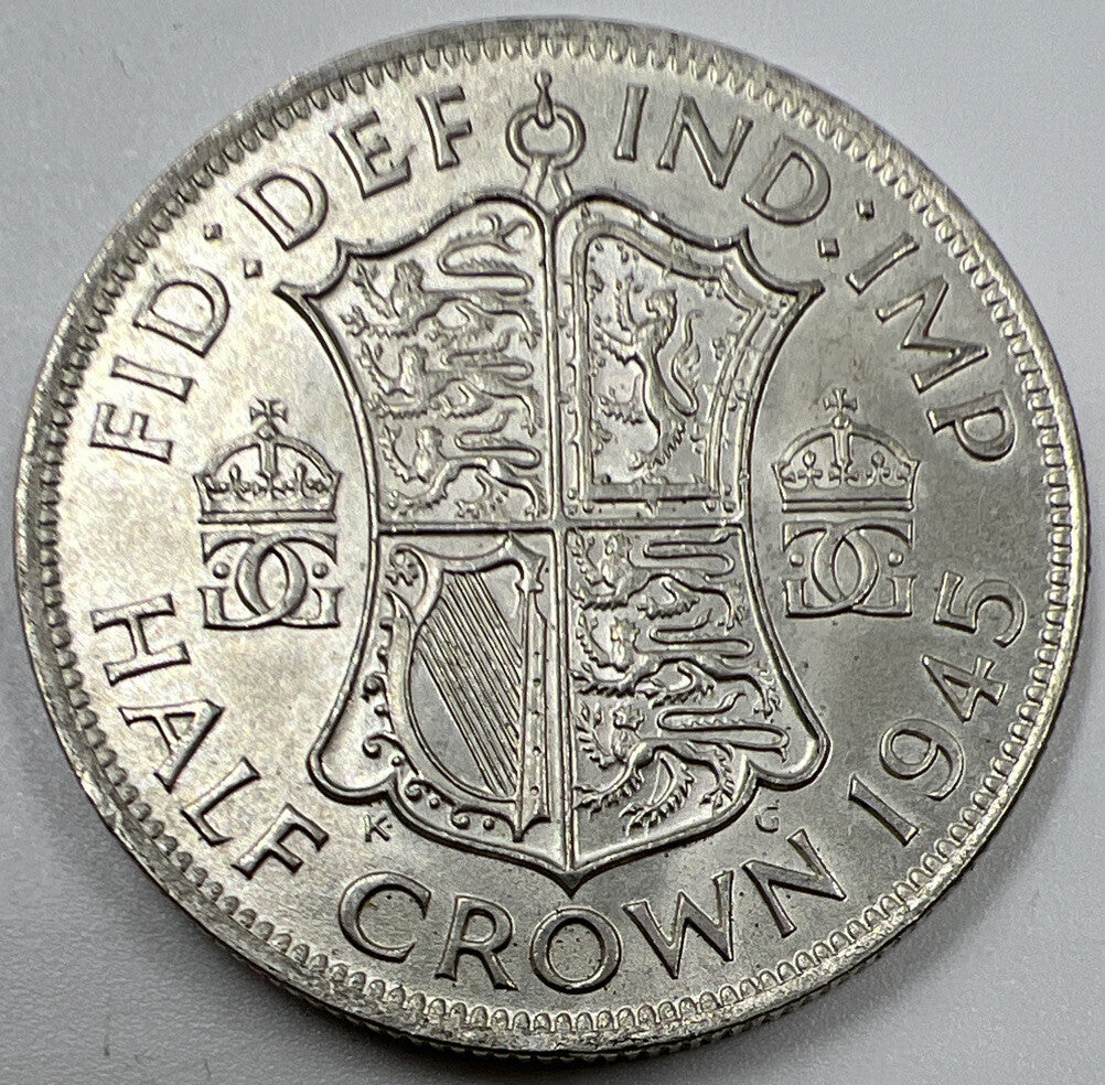 1945 George VI Half-Crown | British Silver Coin | Very Fine Grade | a1059