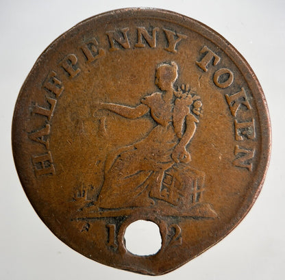 1812 Lower Bas Canada Breton Ship Breton Half-Penny Token | Fair Grade | a1829