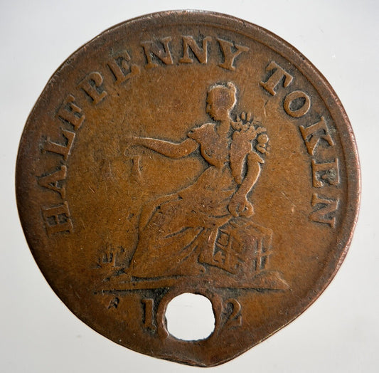 1812 Lower Bas Canada Breton Ship Breton Half-Penny Token | Fair Grade | a1829