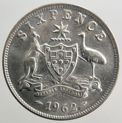 1962 Australia Sixpence Silver Coin | Very Fine Grade | a2629