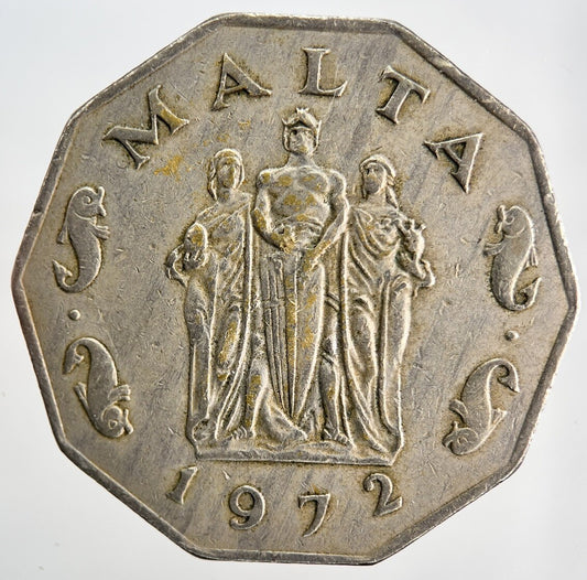 1972 Maltese 50 Cents Coin | Fine Collectable Grade | a2215