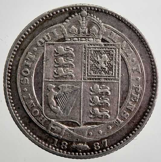 1887 Jubilee Head Victoria Shilling Silver Coin | Fine Collectable Grade | a1946