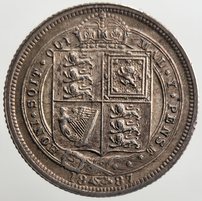 1887 Victoria Sixpence Silver Coin | Very Fine Grade | a2665