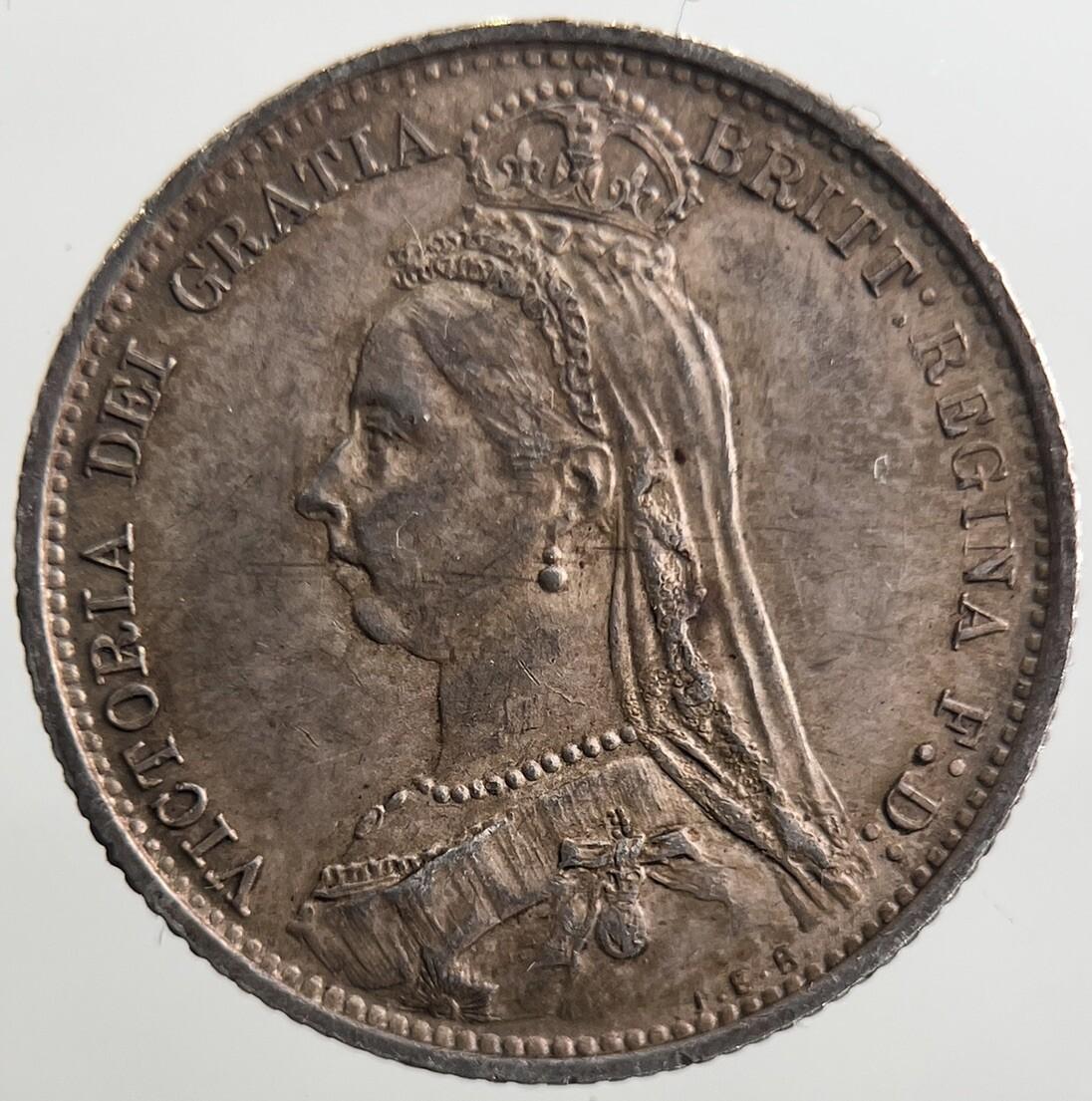 1887 Victoria Sixpence Silver Coin | Very Fine Grade | a2665