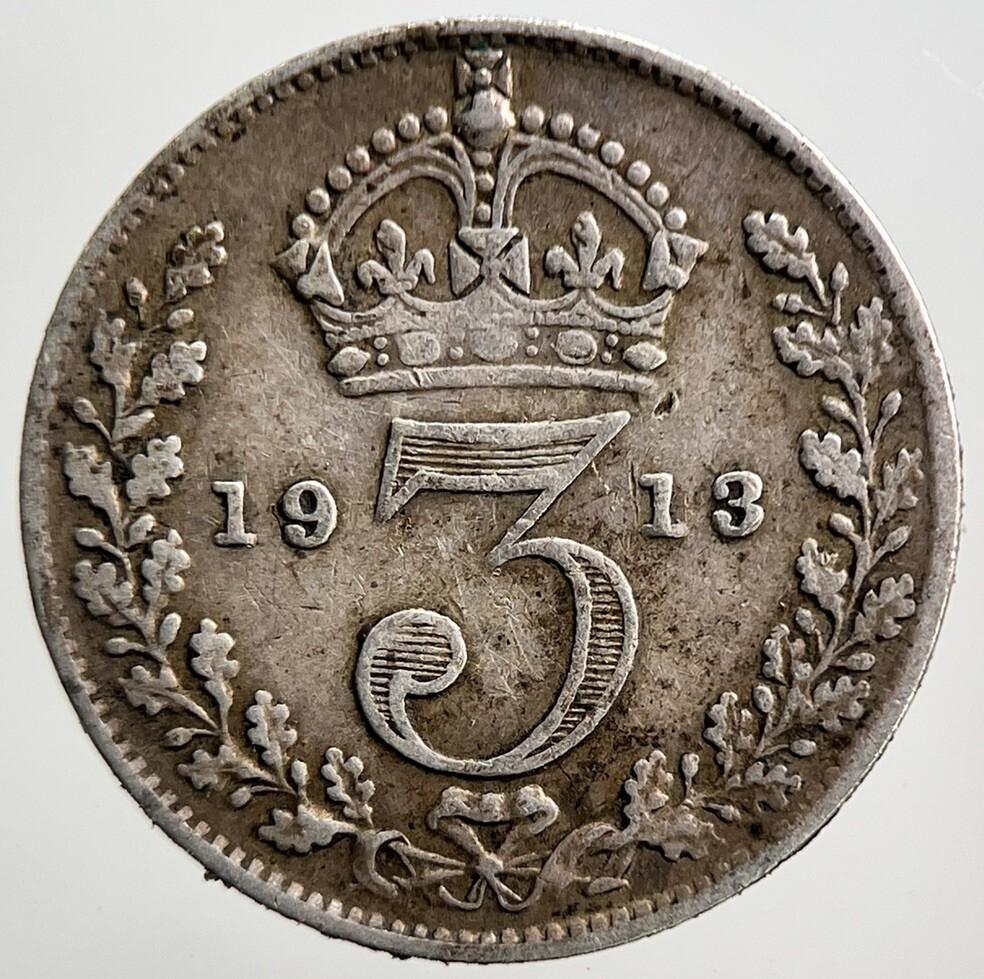 1913 George V Threepence Silver Coin | Fine Collectable Grade | a2774