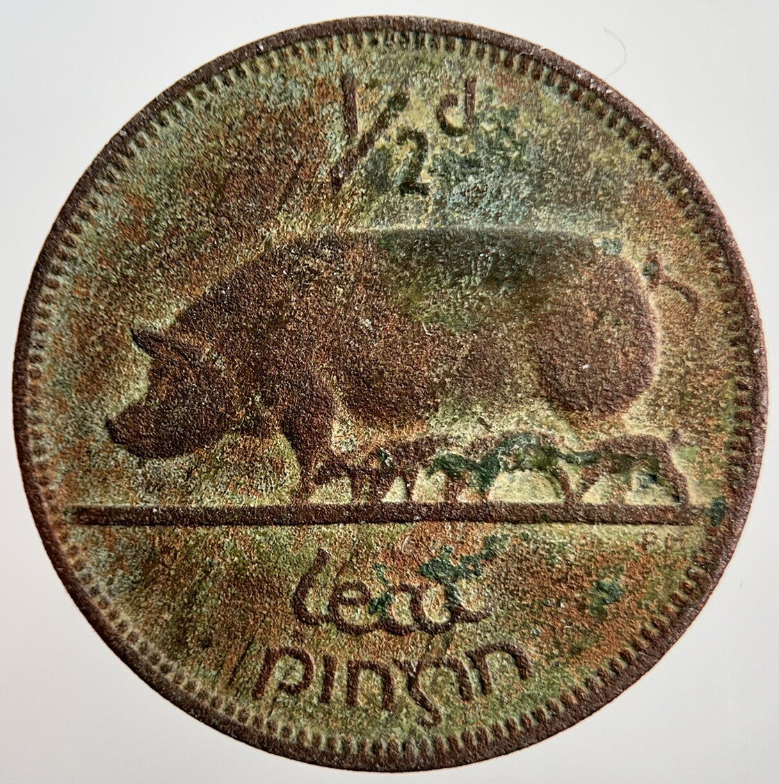 1943 Irish Half-Penny 1/2d Pig Coin | Collectable Grade | a2298