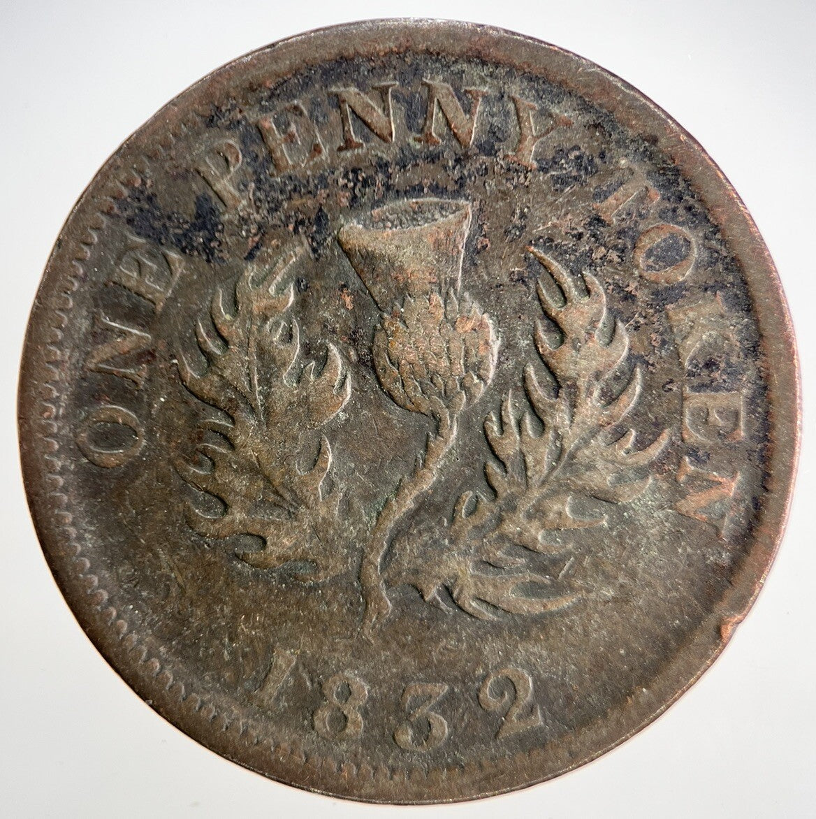 1832 Province of Nova Scotia George IV Penny Token | Collectable Grade | a1825