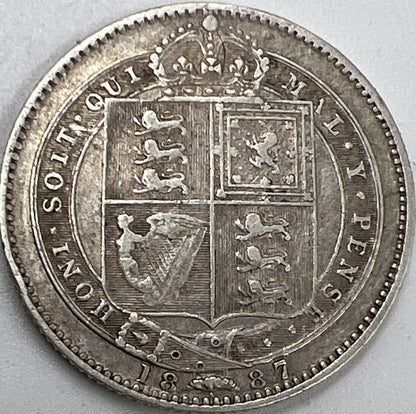 1887 Shilling | British Silver Coin | Queen Victoria | Collectable Grade | a354