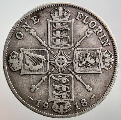 1918 George V Florin British Silver Coin | Collectable Grade | a2733