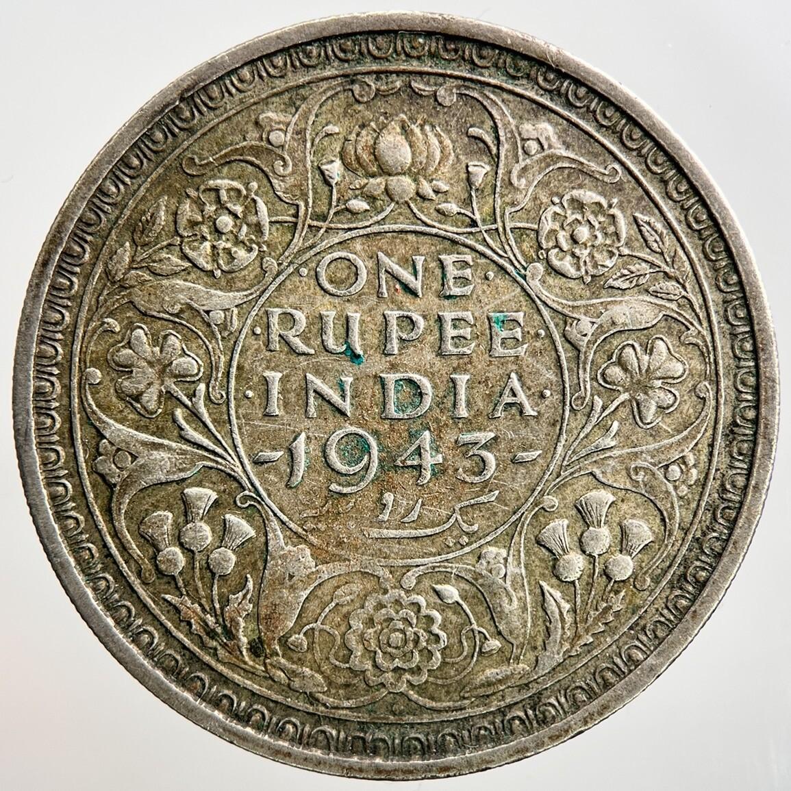 1943 India 1 One Rupee Silver Coin | Fine Collectable Grade | a2099