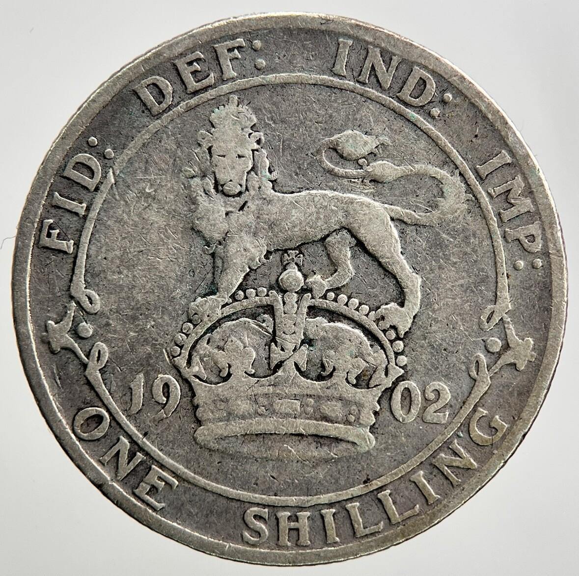 1902 Edward VII Shilling British Silver Coin | Collectable Grade | a2292