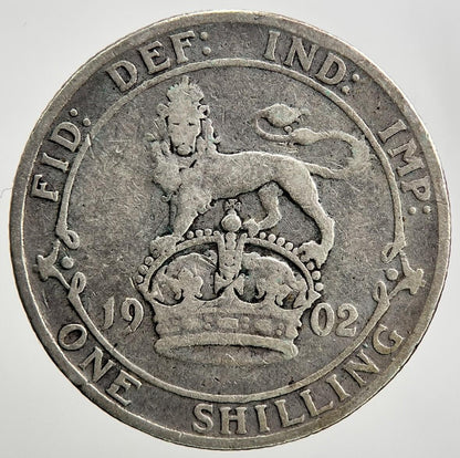 1902 Edward VII Shilling British Silver Coin | Collectable Grade | a2292