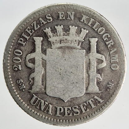 1869 Spain 1 Una Pesetas Silver Coin | Collectable Grade | a1884