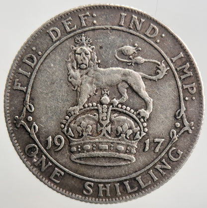 1917 George V Shilling British Silver Coin | Fine Collectable Grade | a2661