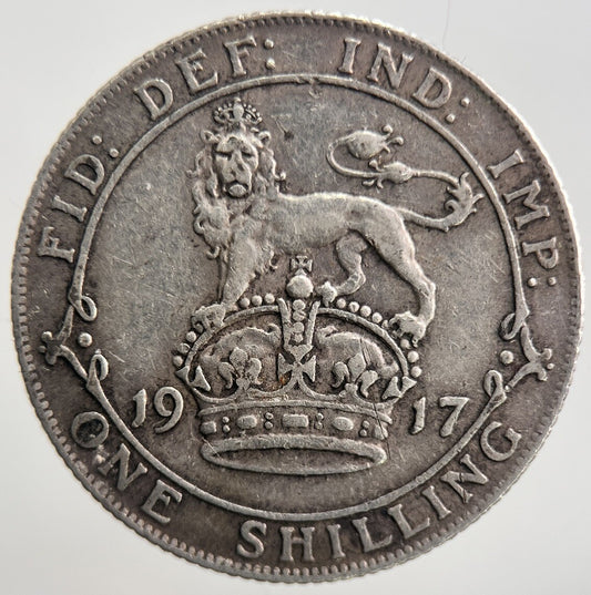 1917 George V Shilling British Silver Coin | Fine Collectable Grade | a2661