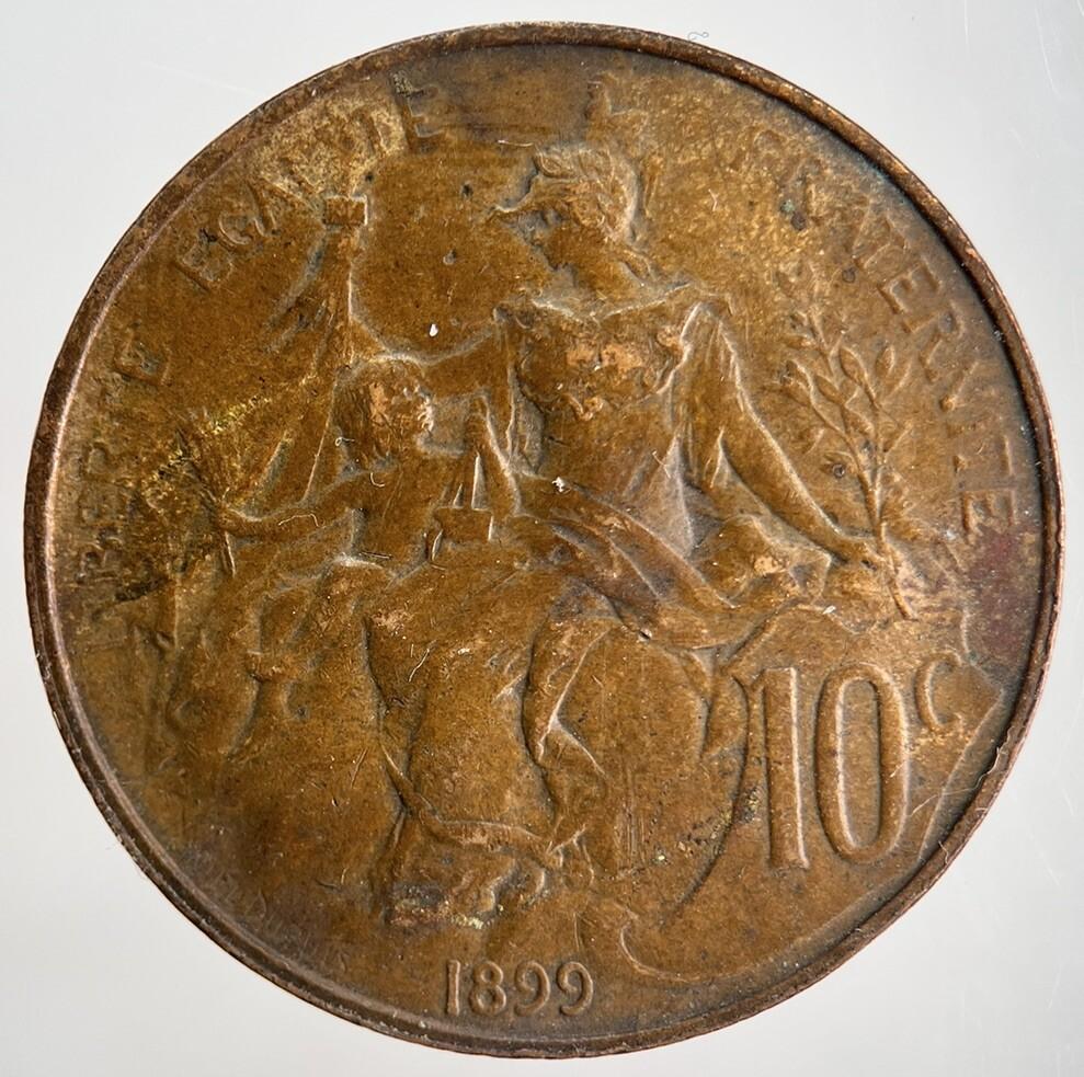 1899 France 10 Centimes Coin | Fine Collectable Grade