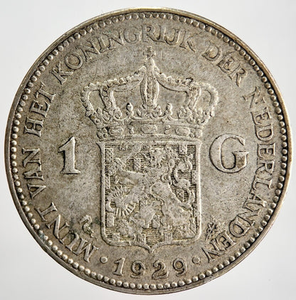 1929 Netherlands 1 One Gulden Silver Coin | Fine Collectable Grade | a2092