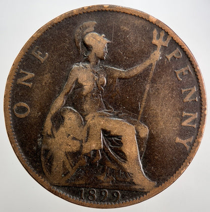 1899 Veiled Head Victoria One Penny Coin | Fair Grade | a1888