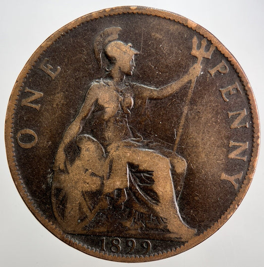 1899 Veiled Head Victoria One Penny Coin | Fair Grade | a1888