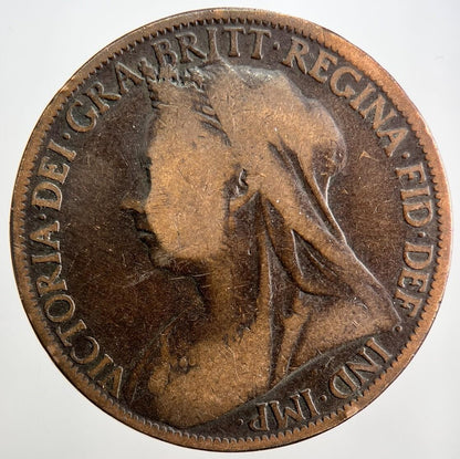 1899 Veiled Head Victoria One Penny Coin | Fair Grade | a1888
