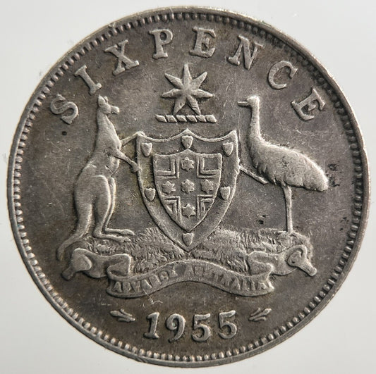 1955 Australia Sixpence Silver Coin | Fine Collectable Grade | a123