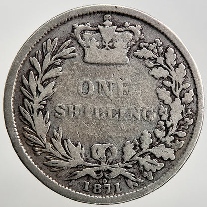 1871 Die-40 Young Head Victoria Shilling Silver Coin | Collectable Grade | a2311