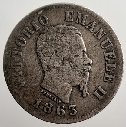 1863 Italy 50 Centesimi Silver Coin | Collectable Grade | a2822