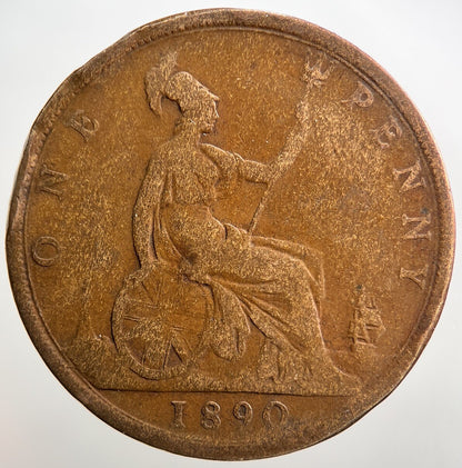 1890 Victoria One Penny Coin | Fair Grade | a2743