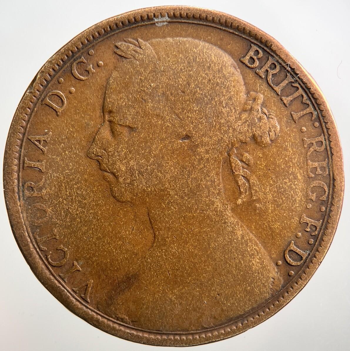 1890 Victoria One Penny Coin | Fair Grade | a2743