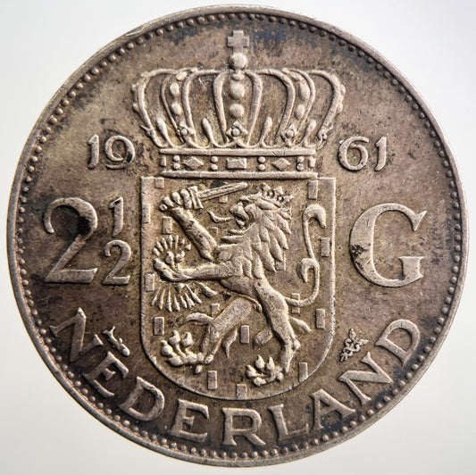 1961 Netherlands 2 1/2 Two Half Gulden Silver Coin | Very High Grade | a2569