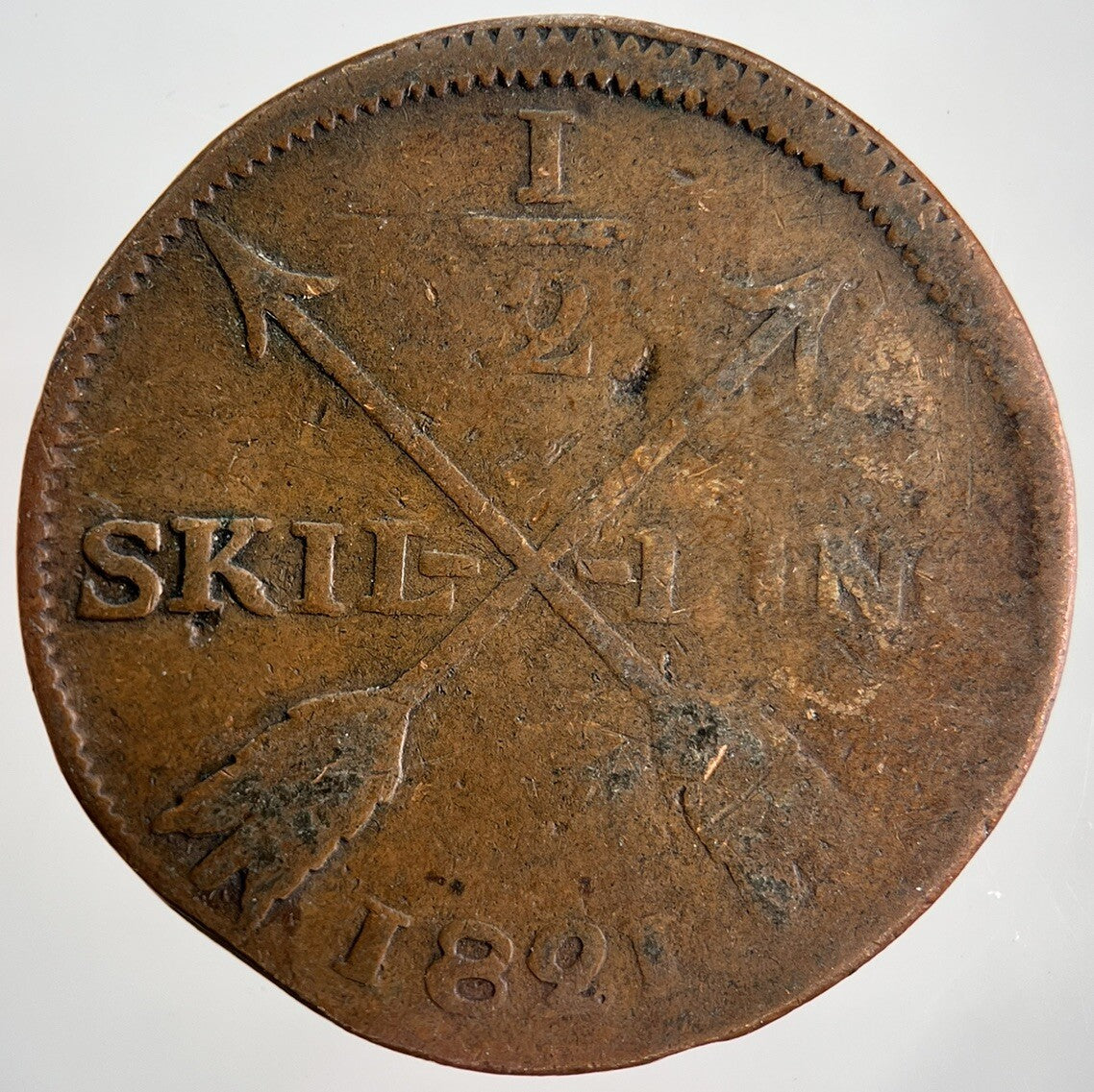 1821 Sweden 1/2 Half Skilling Coin | Fair Grade | a2211