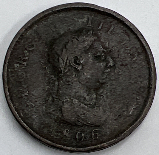 1806 George III 3rd Penny | British Copper Coin | Fair Grade | a1131
