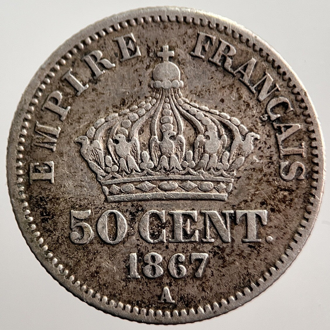 1867 France 50 Cent Silver Coin | Fine Collectable Grade