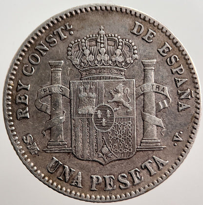 1900 Spain One Una Peseta Silver Coin | Very High Grade | a1535