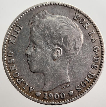 1900 Spain One Una Peseta Silver Coin | Very High Grade | a1535