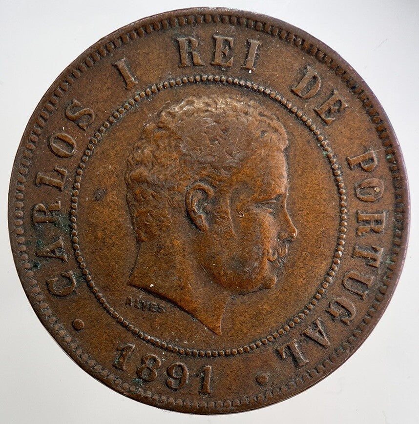 1891 Portugal 20 Reis Coin | Fine Collectable Grade | a5068