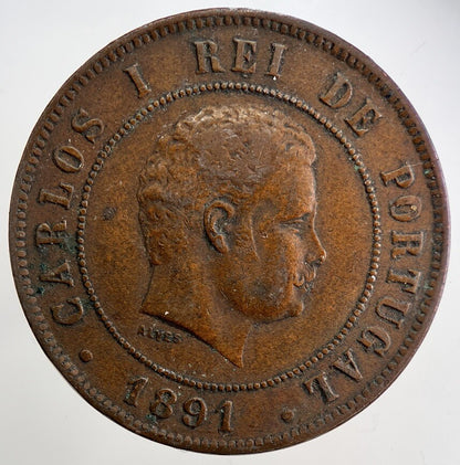 1891 Portugal 20 Reis Coin | Fine Collectable Grade | a5068