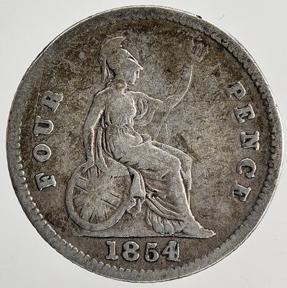 1854 Victoria Groat Four-Pence Silver Coin | Fine Collectable Grade | a6763