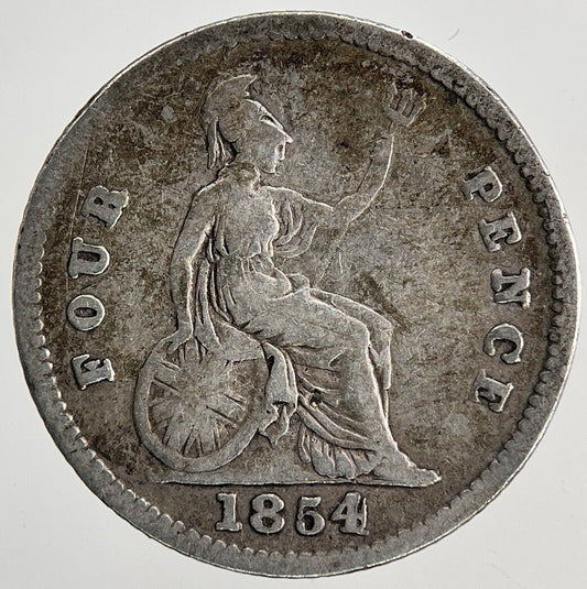 1854 Victoria Groat Four-Pence Silver Coin | Fine Collectable Grade | a6763